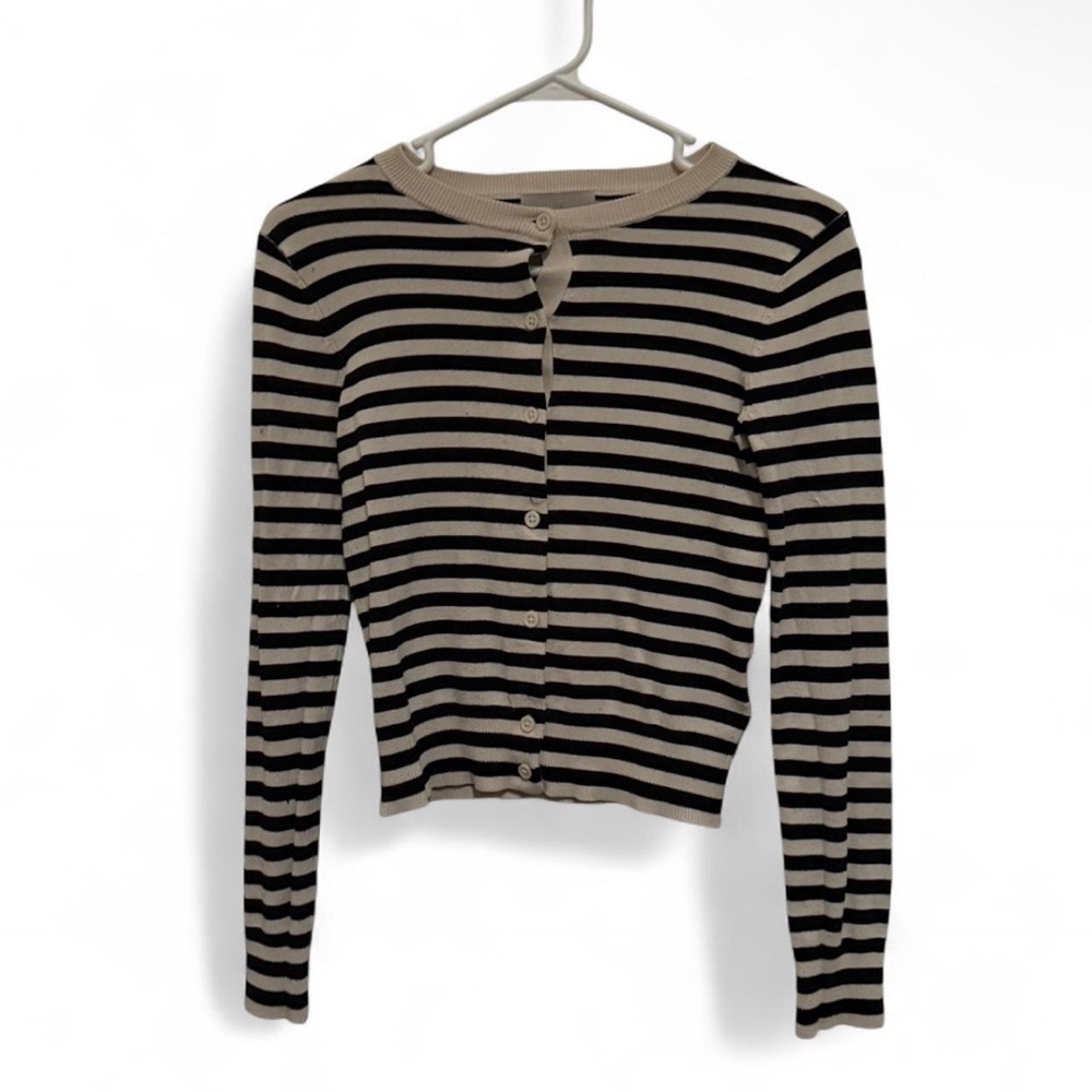Striped Black and Tan Women's Cardigan